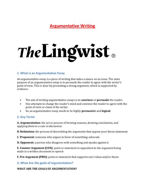 Argumentative-writing - Argumentative Writing 1. What is an Argumentative Essay An argumentative ...