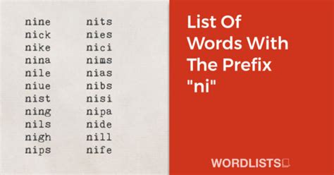 List Of Words With The Prefix "ni"