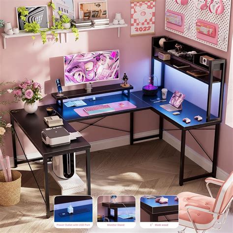 Unikito Large U Shaped Computer Desk with Hutch, India | Ubuy