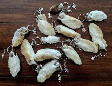 Real Rabbits Foot Key Chain with Charm Lucky | eBay
