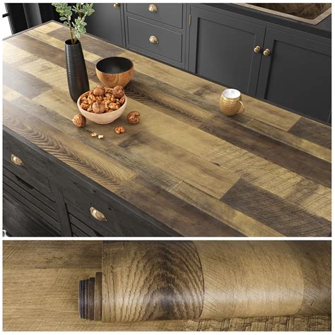 VEELIKE Butcher Block Countertop Contact Paper 32''x354'' Thick Wood ...