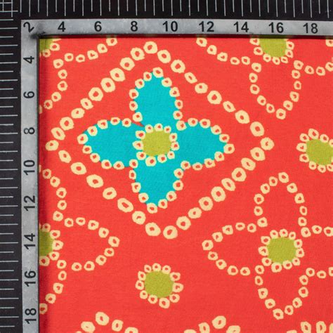 Vermilion Red And Cream Bandhanii Pattern Digital Print Viscose Muslin ...
