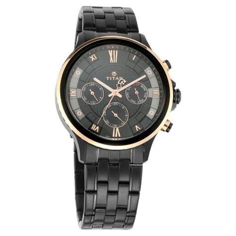 Buy Online Titan Grandmaster Black Dial Quartz Multifunction Metal ...
