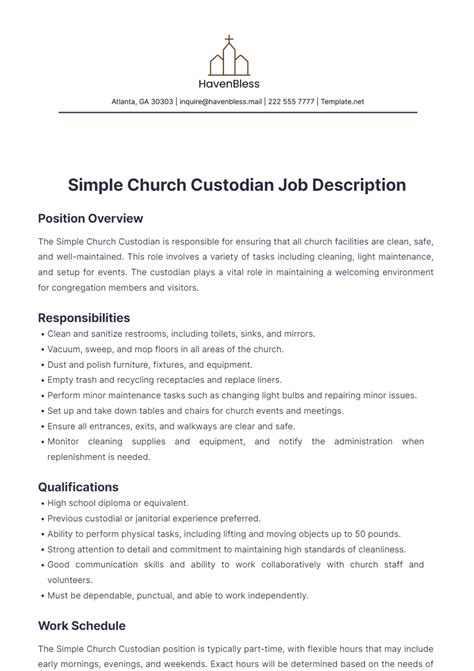 Custodian Job Description For School