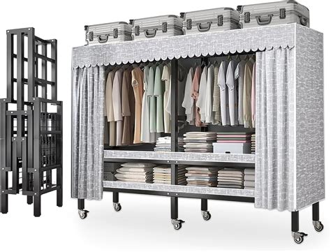 Dawselod 49.2in Rolling Portable Armoire Wardrobe Closet with India | Ubuy