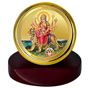 DIVINITI 24K Gold Plated Foil Goddess Durga MATA Photo Frame for Car ...