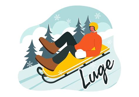 Luge sled race athlete winter sport vector illustration featuring an ...