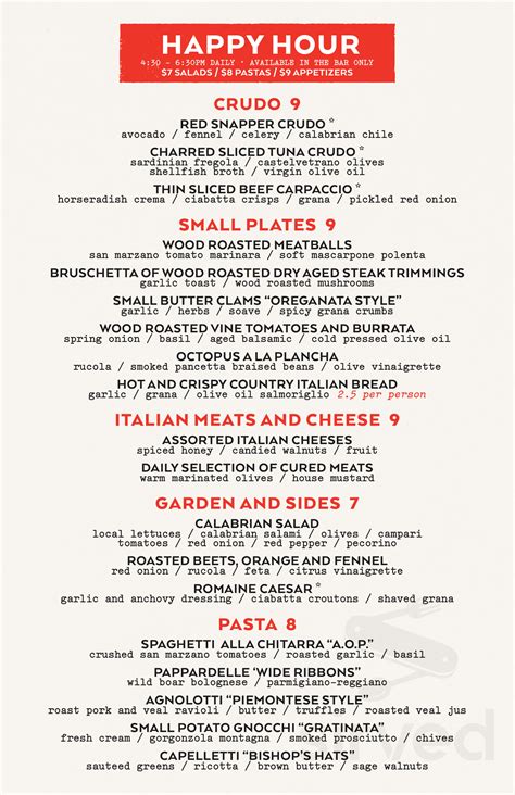 Red Ash menu in Austin, Texas, USA