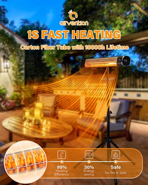 Electric Patio Heater, Airvention Outdoor Heater with Tripod Stand, 9 ...