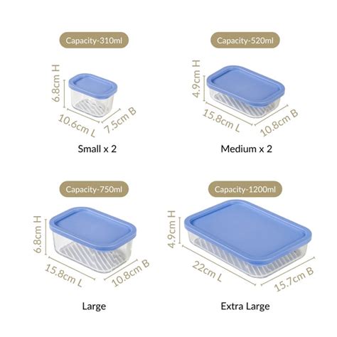 Groovo Transparent Airtight Storage Containers Set Of 6 S 310ml M 520ml ...