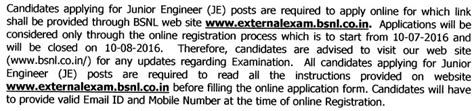 (Notification) BSNL Junior Engineer (JE) - 2016 | SSC PORTAL : SSC CGL ...