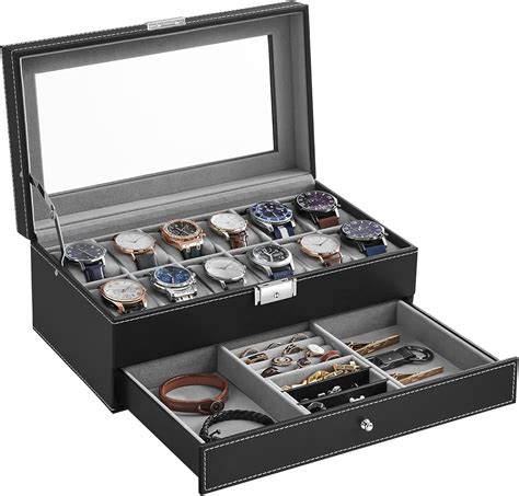 SONGMICS 12-Slot Watch Box, Lockable Watch Case with India | Ubuy