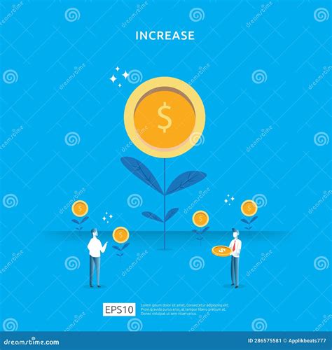 Plant Money Coin Tree Growth Illustration for Investment Concept. Income Salary Rate Increase ...