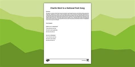 Charlie Went to a National Park Song Worksheet | Twinkl USA