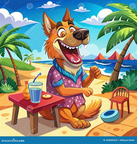 Armenian Gampr Dog Shocked Laughs Beach Table Vector Stock Vector ...