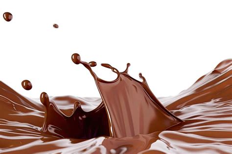Smooth liquid chocolate flow horizontal isolated on white background ...