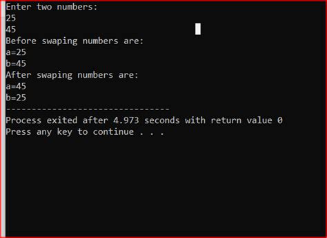 Image result for Write a Program to Swap Two Numbers with and without Using Tem Veriable