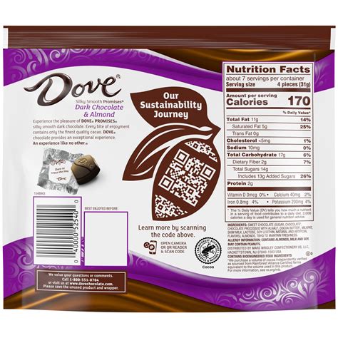 Dove Dark Chocolate Almond Squares Nutrition | Besto Blog