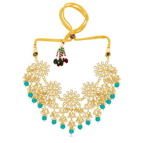 Sukkhi Pleasing Kundan Gold Plated Pearl Choker Necklace Set Worn By K ...