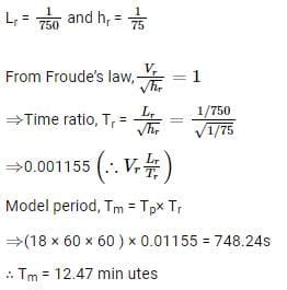 In a tidal model, the horizontal scale ratio is 1/750and the vertical ...
