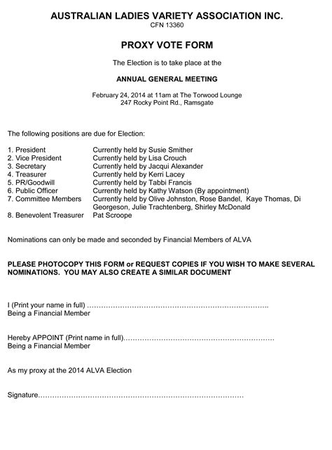 Proxy Vote Form Printable 的图像结果