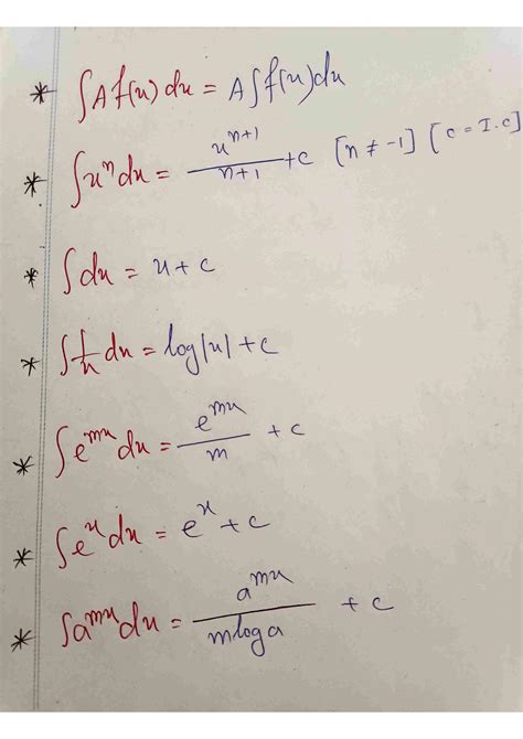 Image result for Indefinite Integration Rules