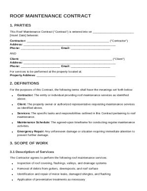 Roof Maintenance Contract Template - Fill and Sign Printable Template ...