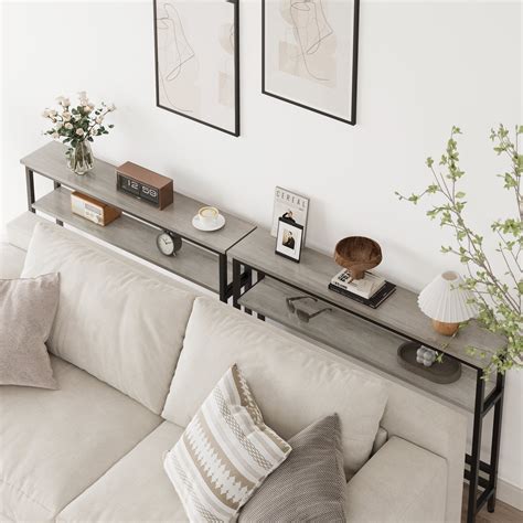 CREATIVE HOBBIES 2 Tier Narrow Sofa Table with Adjustable Shelf, Slim ...