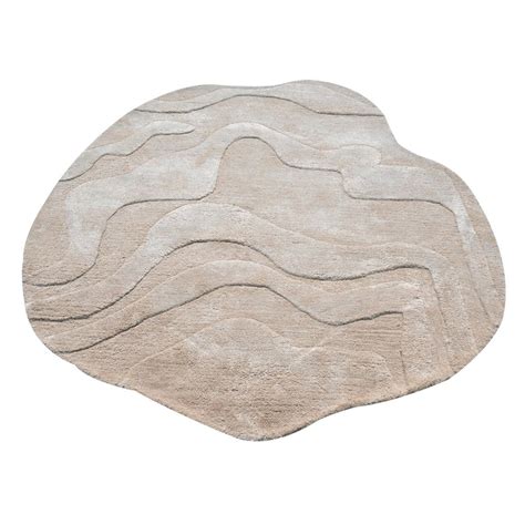 Terrain Round Beige Viscose Handmade Rug I The Rugs Story