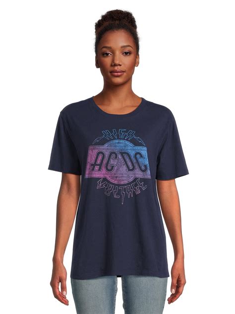 Time And Tru Women's AC/DC the Band Graphic Tee with Short Sleeves ...