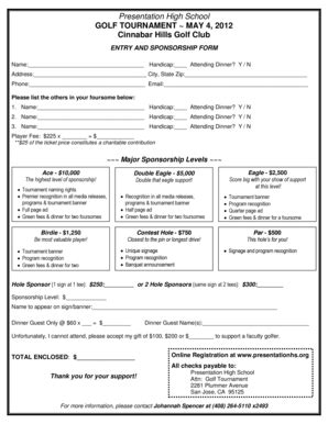 Fillable Online presentationhs Presentation High School GOLF TOURNAMENT ...