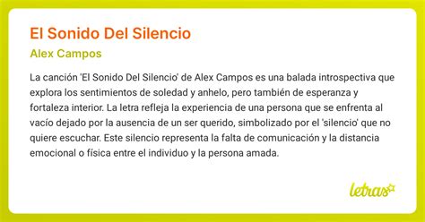 Significado de la canción EL SONIDO DEL SILENCIO (Alex Campos) - LETRAS.COM