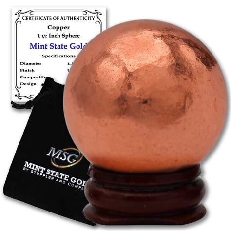 Copper Ball Paperweight with Wooden Base | 1.5" (38.1 mm - 0.64 lb) 99. ...