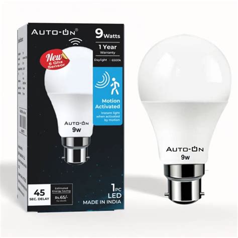 auto-on Automatic Motion LED Bulb(1 Year Warranty)(9 Watts) - Pack of 1 ...