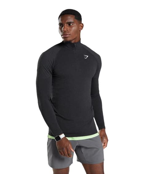 Gymshark Vital Seamless 1/4 Zip - Black/Silhouette Grey – Drip Culture