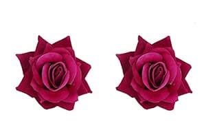 Tia Crafts Pink Fabric Rose Flower Hair Clip For Women (Pack Of 2 ...