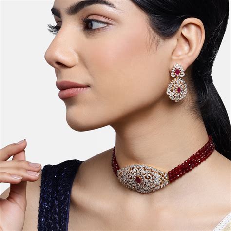 Ruby Diamond and Pearl Choker Elante Necklace Set – Estele