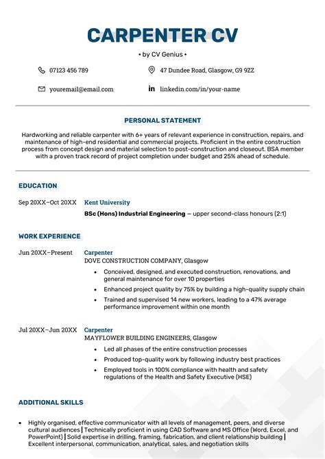 Carpenter CV Example & Writing Tips for 2026