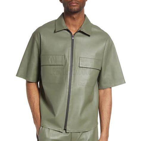 Tight Fitted Men Leather Shirt