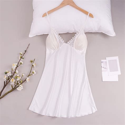 Jacenvly Nightdress for Women with Built in Bra Satin Ladies Fashion ...