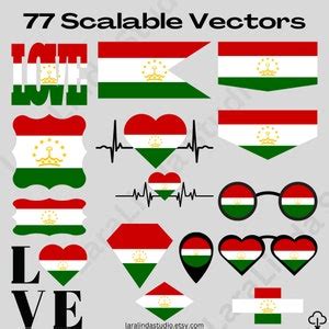 Tajikistan Flag Bundle 77 SVG & 77 PNG Printable Files for Ready to Use ...