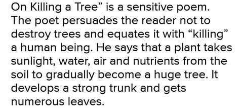summery of the poem The Death of a Tree - Brainly.in