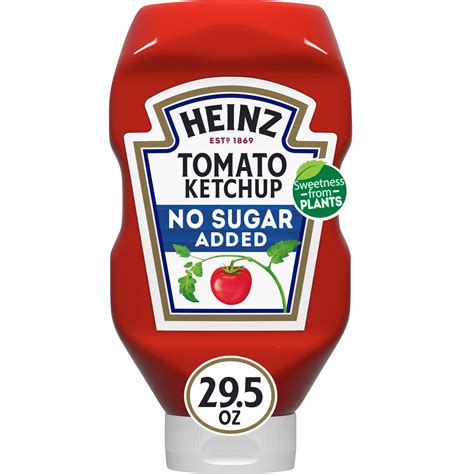 Heinz No Sugar Added Tomato Ketchup 29.5 oz Bottle Thick & Rich Red ...