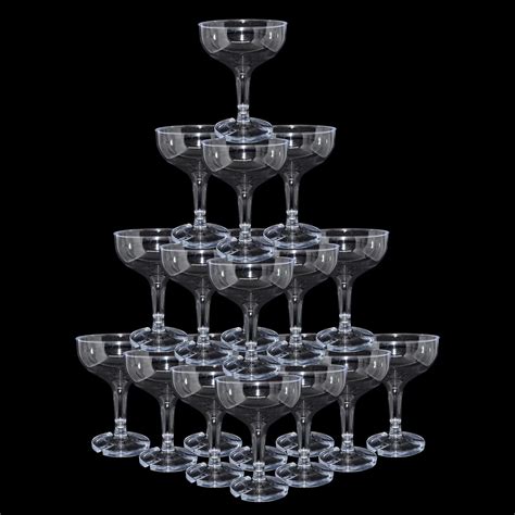 KYAPCK 50 Pcs Plastic Champagne Coupe Glasses for Parties, 5 oz ...