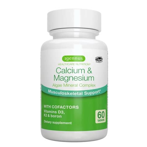 Igennus Calcium & Magnesium Algae Mineral Complex – With K2 D3 & Boron ...