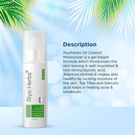 Riyo Herbs Oil Control Gel Moisturiser - Salicylic Acid & Tea Tree Oil ...