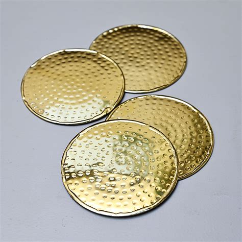 Hammered Gold Round Coasters - Set of 4 – Mora Taara