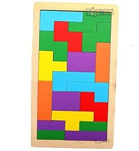 Toyshine Mini Travel Edition Tetris Tangram Puzzles for Kids, Wood ...
