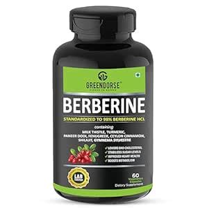 Buy GREENDORSE Berberine HCl 98% - 8 IN 1 GDA Formulation- With Milk ...