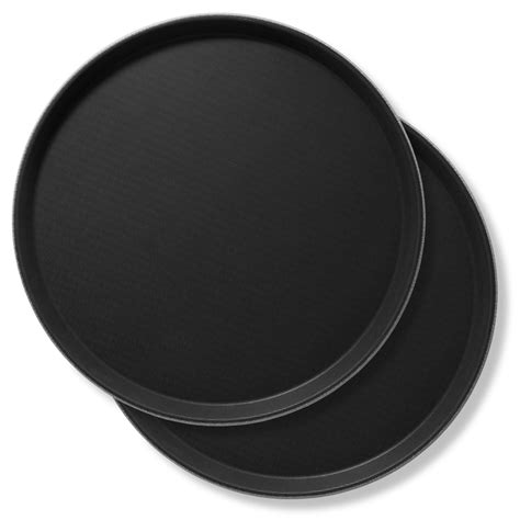 Jubilee 14" Round Restaurant Serving Trays (Set of 2), Black - NSF ...